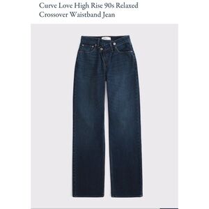 Curve Love High Rise 90s Relaxed Crossover Waistband Jean - Dark Blue